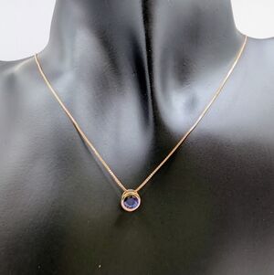 Solid 10K Rose Gold And Sapphire Pendant Necklace